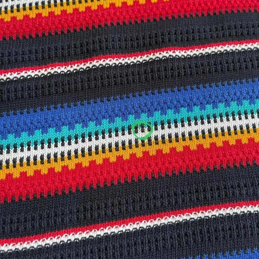 Vintage Lizsport Black & Rainbow Multicolored Striped Knit Turtleneck Sweater M - Picture 5 of 8
